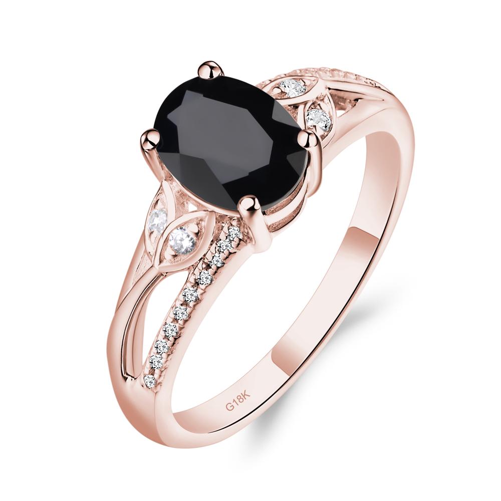 Vintage Oval Cut Black Stone Engagement Ring - LUO Jewelry #metal_18k rose gold