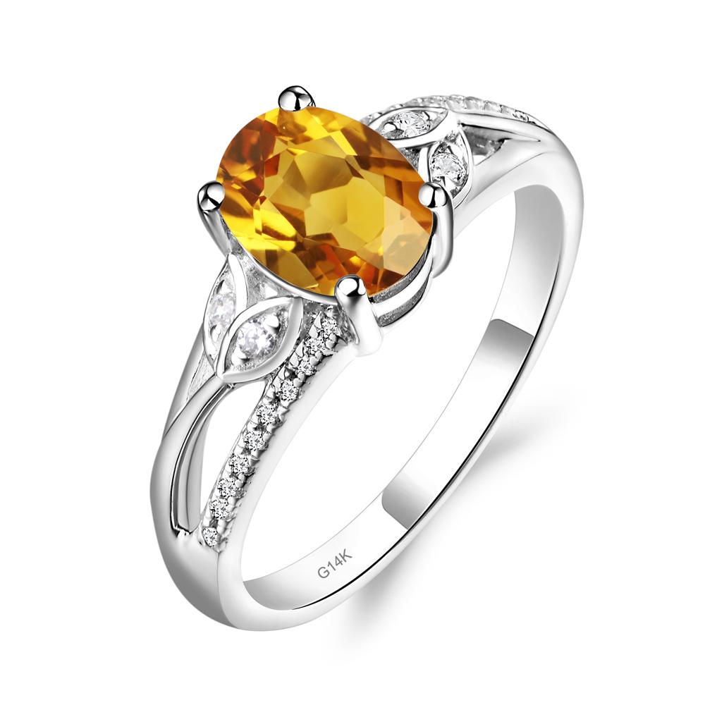 Vintage Oval Cut Citrine Engagement Ring - LUO Jewelry #metal_14k white gold