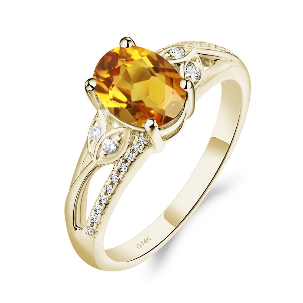 Vintage Oval Cut Citrine Engagement Ring - LUO Jewelry #metal_14k yellow gold