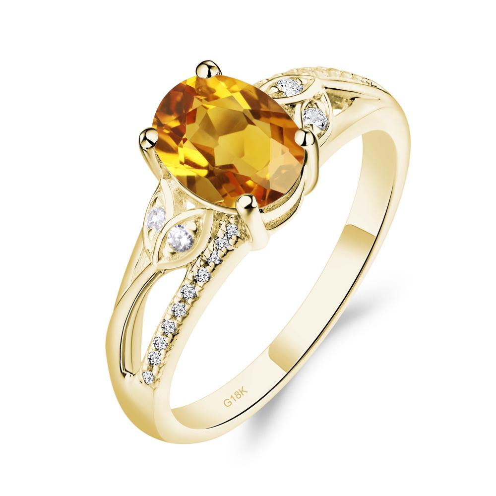 Vintage Oval Cut Citrine Engagement Ring - LUO Jewelry #metal_18k yellow gold
