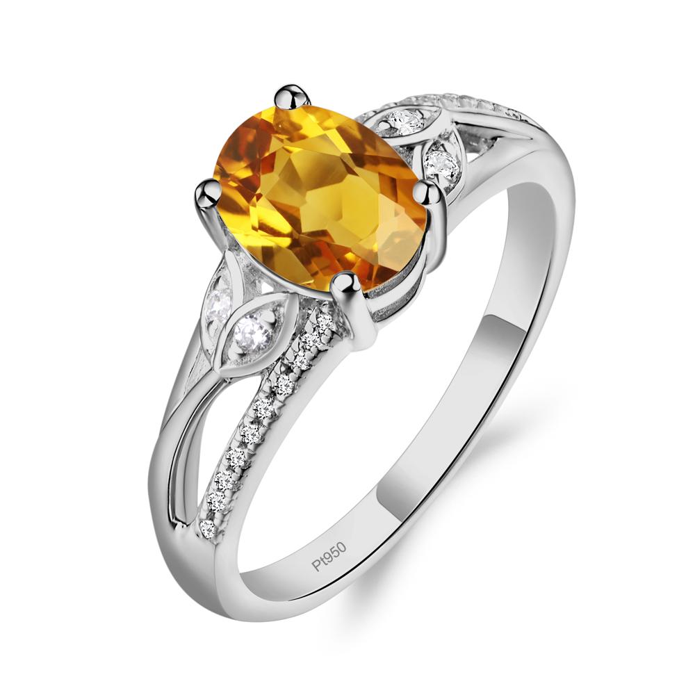Vintage Oval Cut Citrine Engagement Ring - LUO Jewelry #metal_platinum