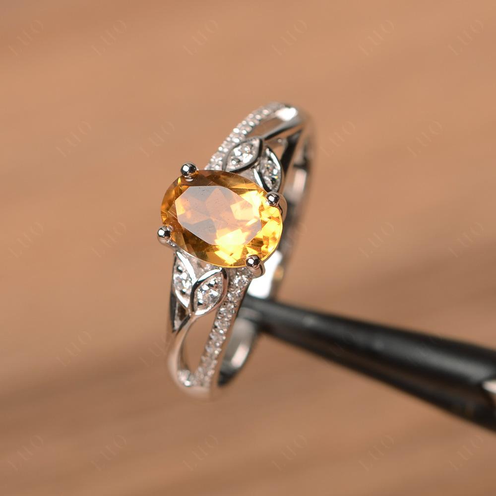 Vintage Oval Cut Citrine Engagement Ring - LUO Jewelry