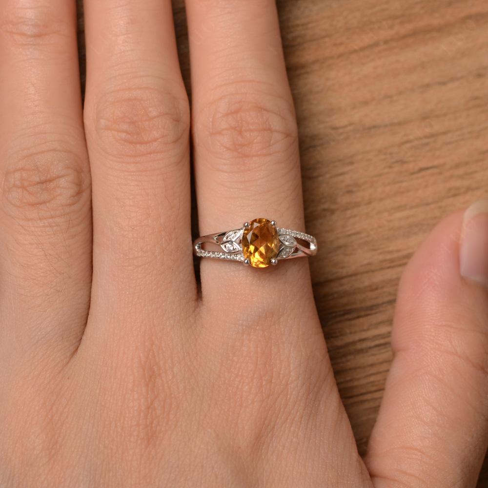 Vintage Oval Cut Citrine Engagement Ring - LUO Jewelry