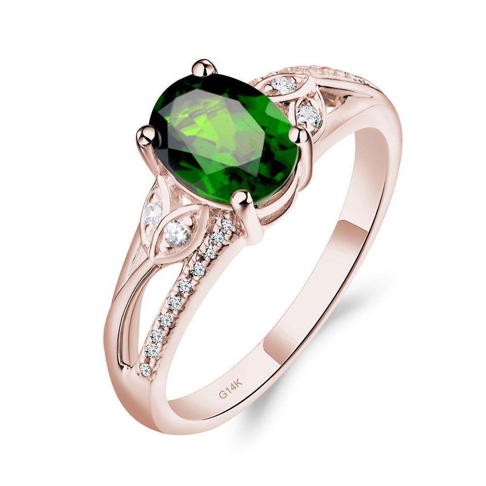 Vintage Oval Cut Diopside Engagement Ring - LUO Jewelry #metal_14k rose gold