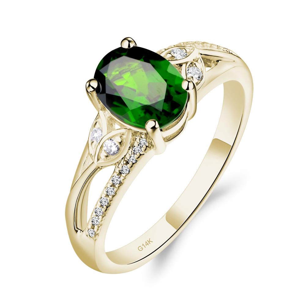 Vintage Oval Cut Diopside Engagement Ring - LUO Jewelry #metal_14k yellow gold