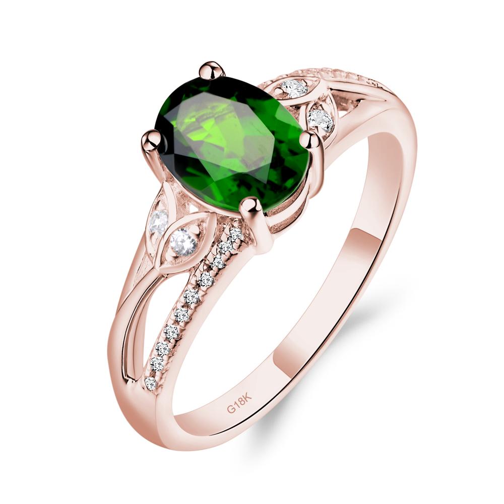 Vintage Oval Cut Diopside Engagement Ring - LUO Jewelry #metal_18k rose gold
