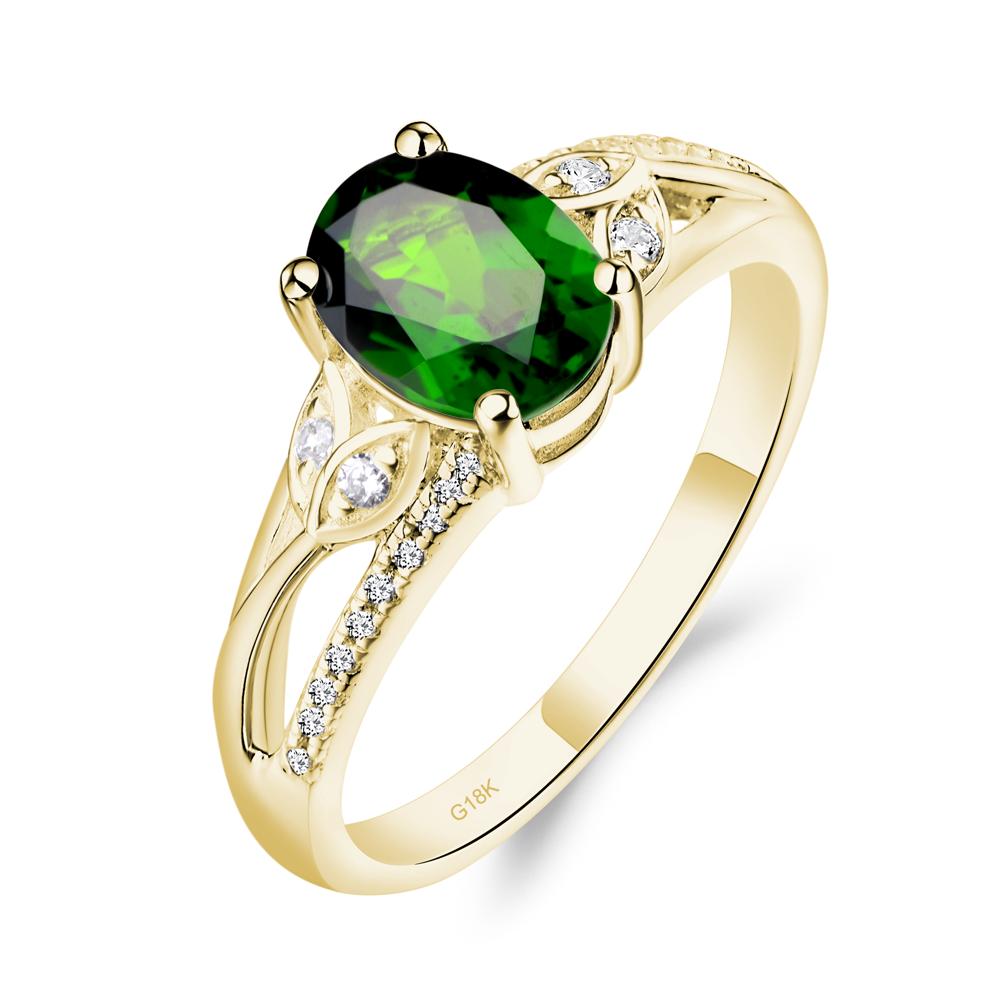Vintage Oval Cut Diopside Engagement Ring - LUO Jewelry #metal_18k yellow gold