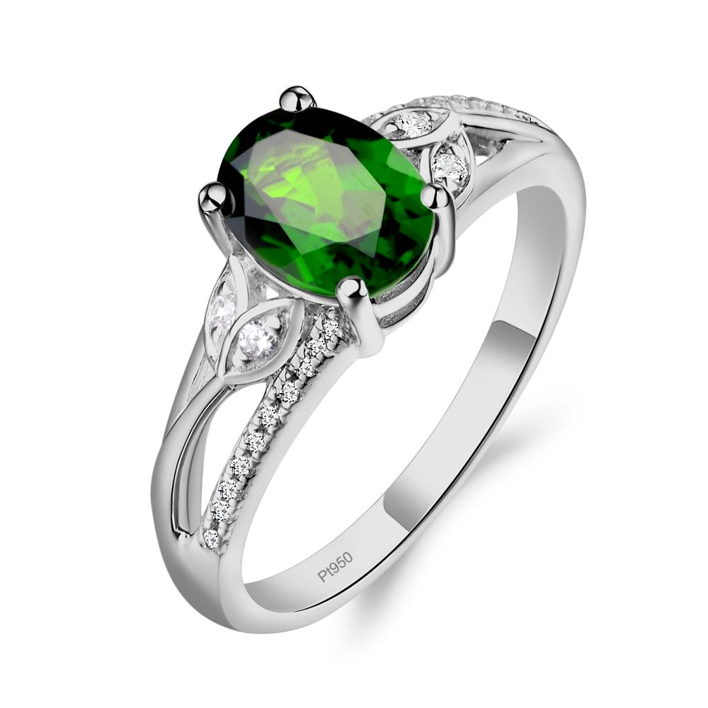 Vintage Oval Cut Diopside Engagement Ring - LUO Jewelry #metal_platinum