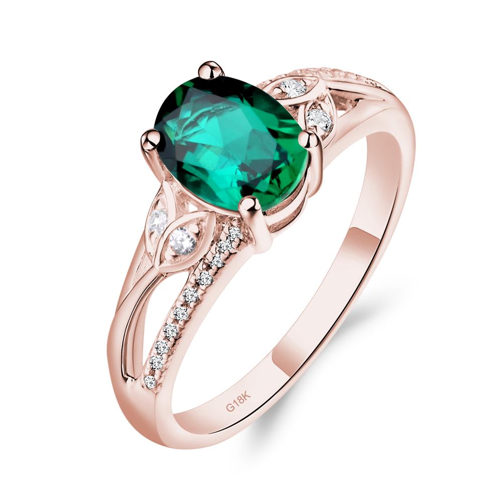 Vintage Oval Cut Emerald Engagement Ring - LUO Jewelry #metal_18k rose gold