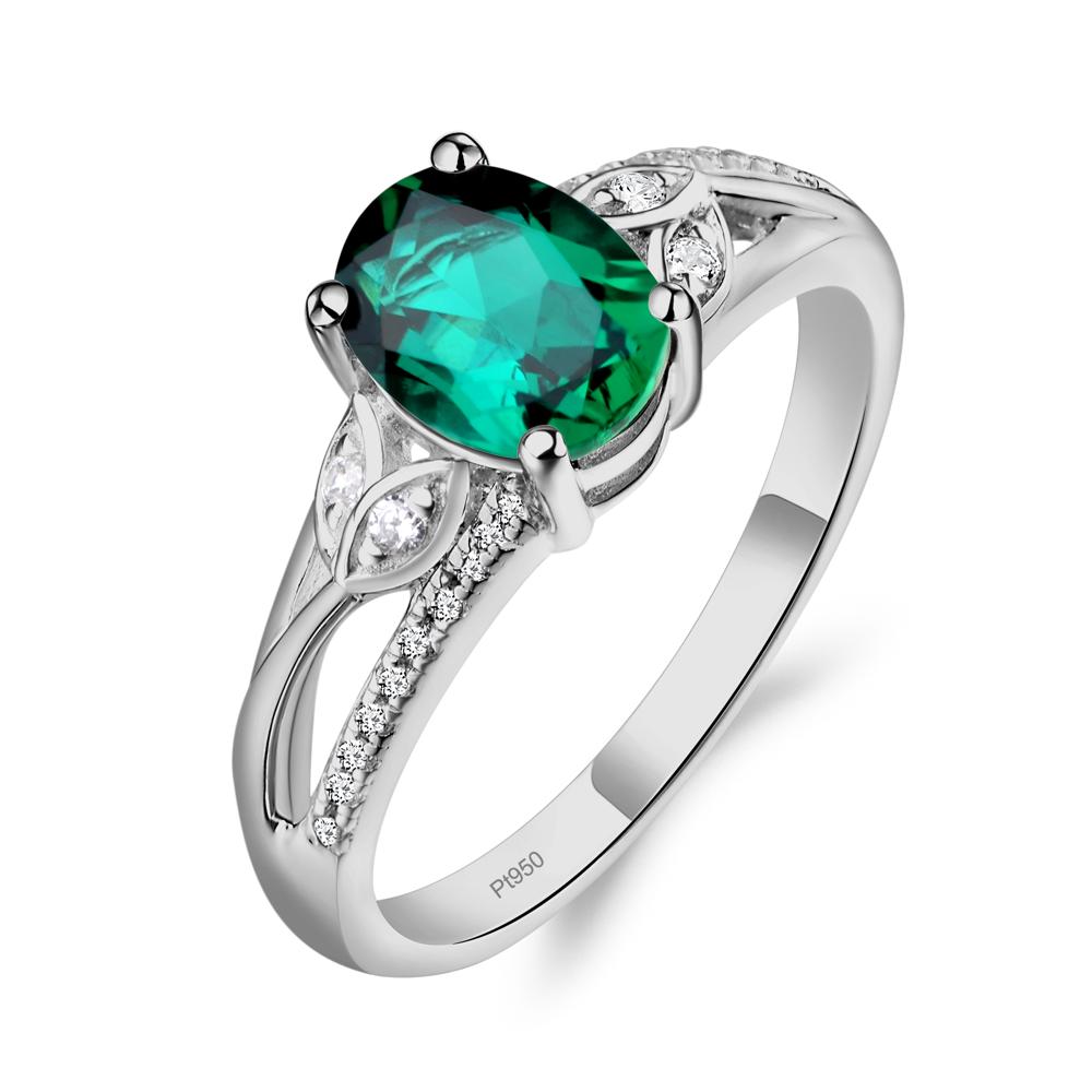 Vintage Oval Cut Emerald Engagement Ring - LUO Jewelry #metal_platinum