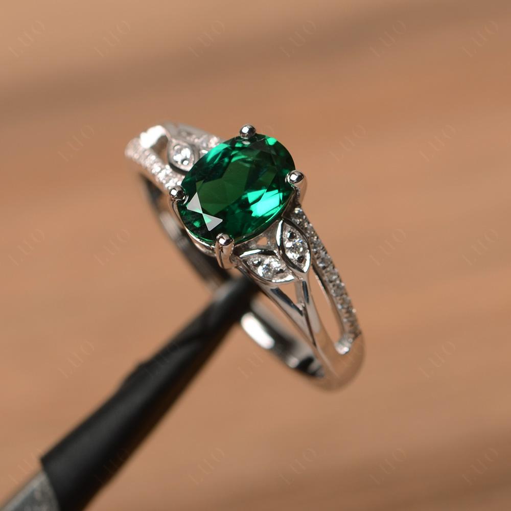 Vintage Oval Cut Emerald Engagement Ring - LUO Jewelry