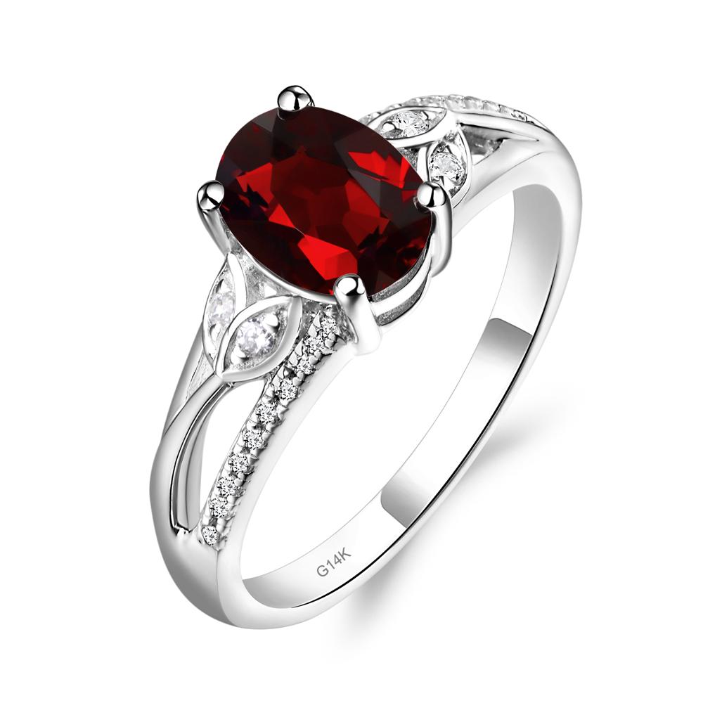 Vintage Oval Cut Garnet Engagement Ring - LUO Jewelry #metal_14k white gold