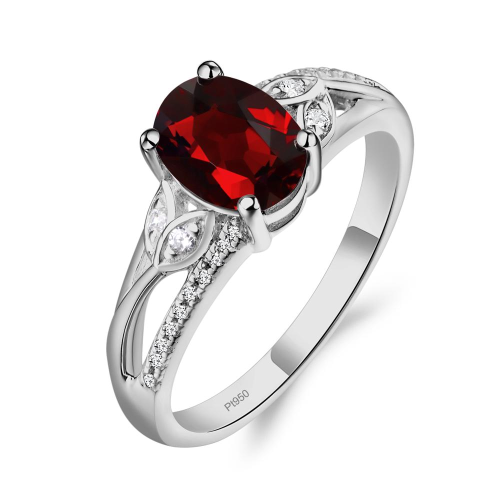 Vintage Oval Cut Garnet Engagement Ring - LUO Jewelry #metal_platinum