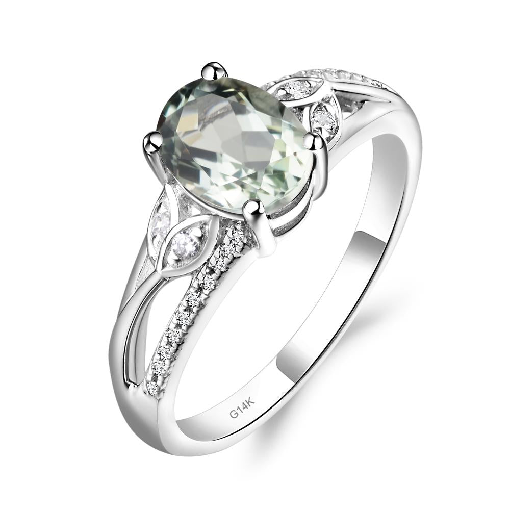 Vintage Oval Cut Green Amethyst Engagement Ring - LUO Jewelry #metal_14k white gold