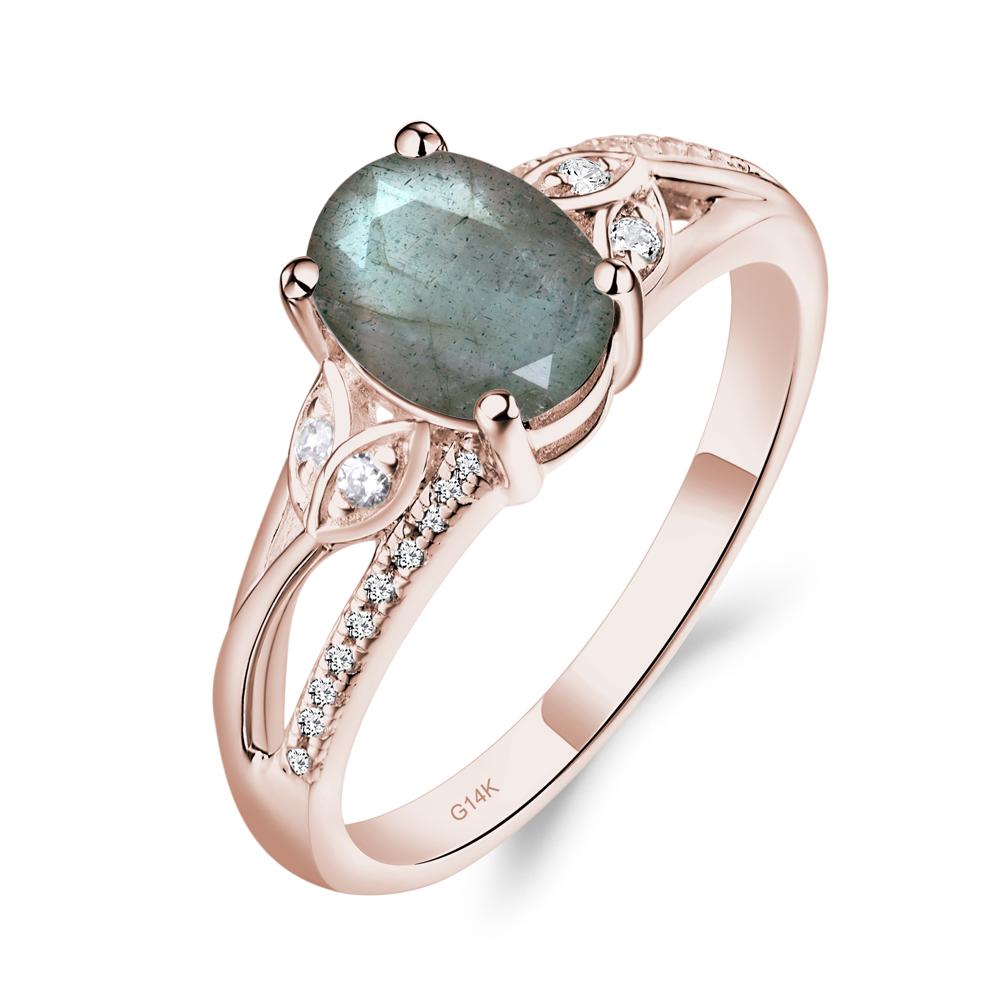 Vintage Oval Cut Labradorite Engagement Ring - LUO Jewelry #metal_14k rose gold