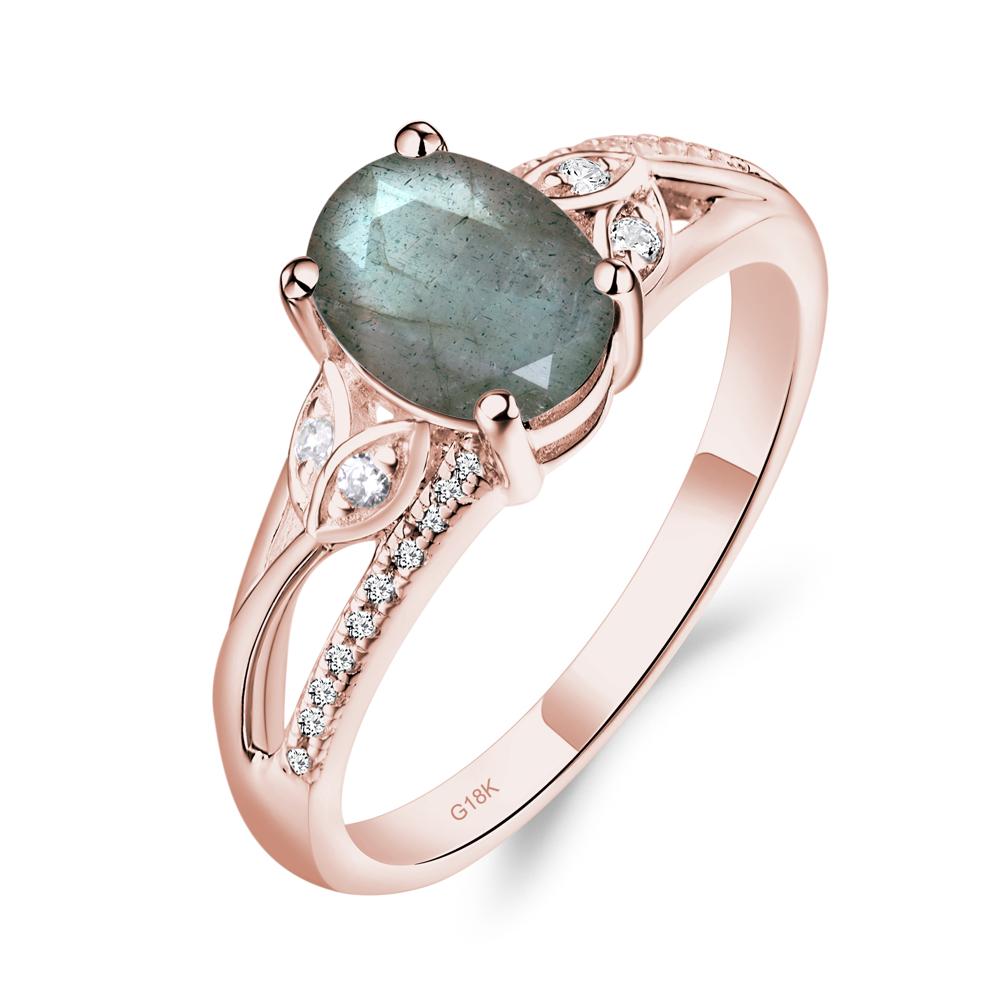 Vintage Oval Cut Labradorite Engagement Ring - LUO Jewelry #metal_18k rose gold