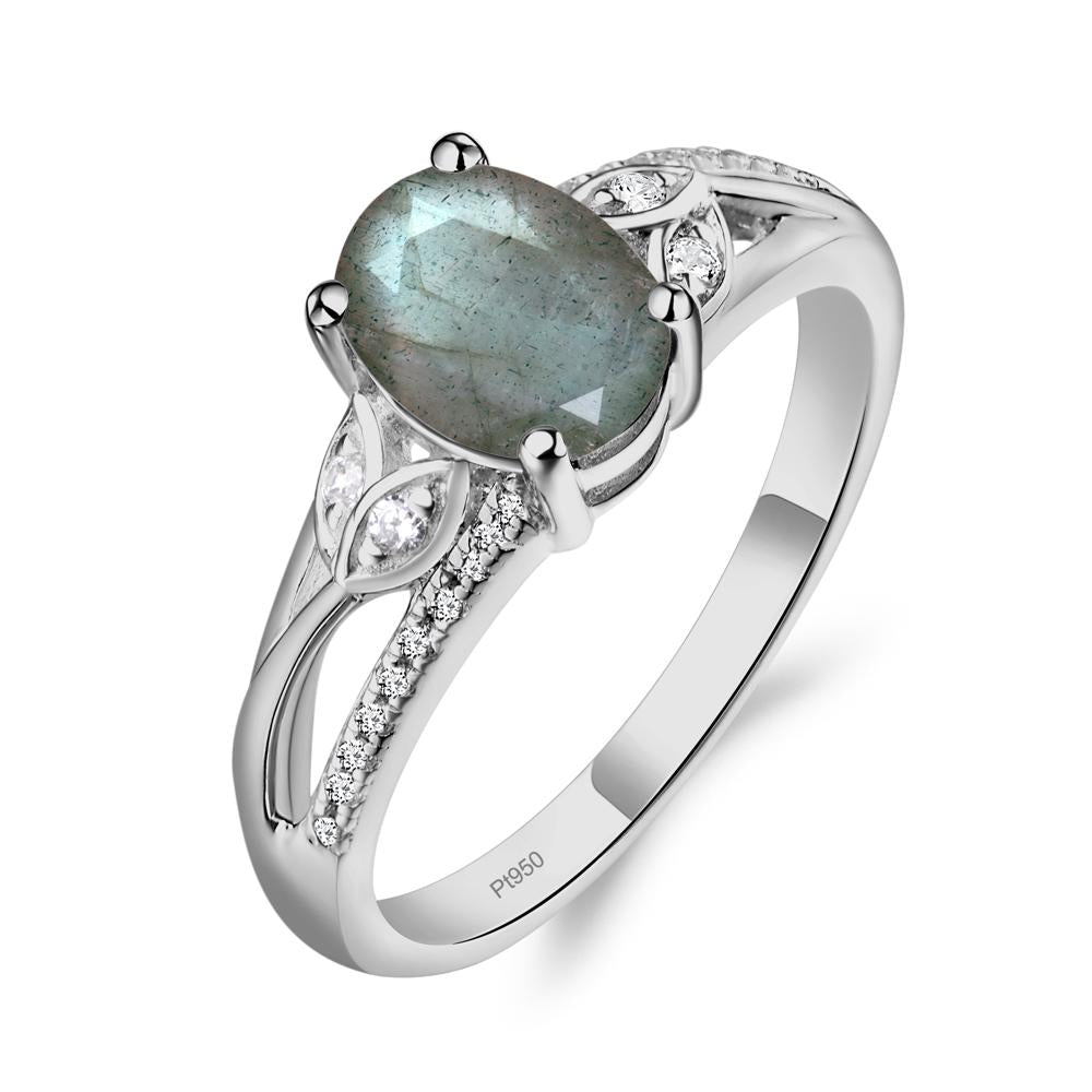 Vintage Oval Cut Labradorite Engagement Ring - LUO Jewelry #metal_platinum