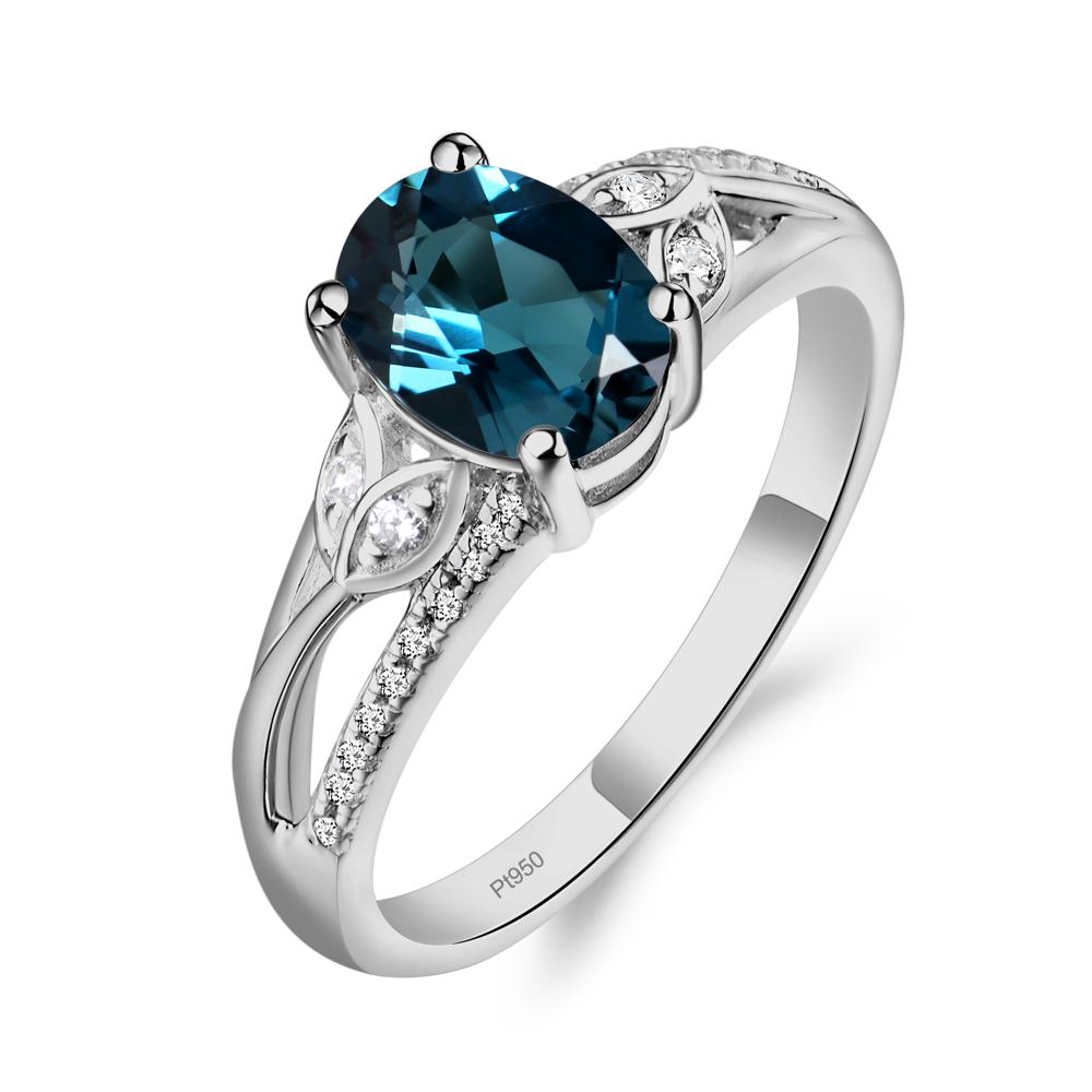 Vintage Oval Cut London Blue Topaz Engagement Ring - LUO Jewelry #metal_platinum