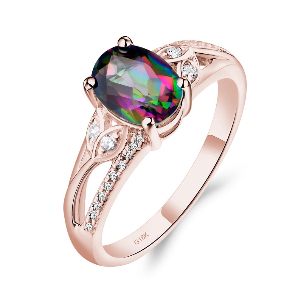 Vintage Oval Cut Mystic Topaz Engagement Ring - LUO Jewelry #metal_18k rose gold