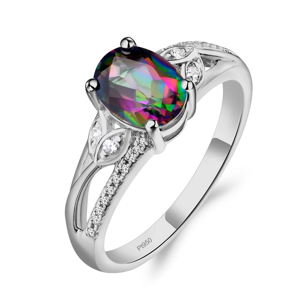Vintage Oval Cut Mystic Topaz Engagement Ring - LUO Jewelry #metal_platinum