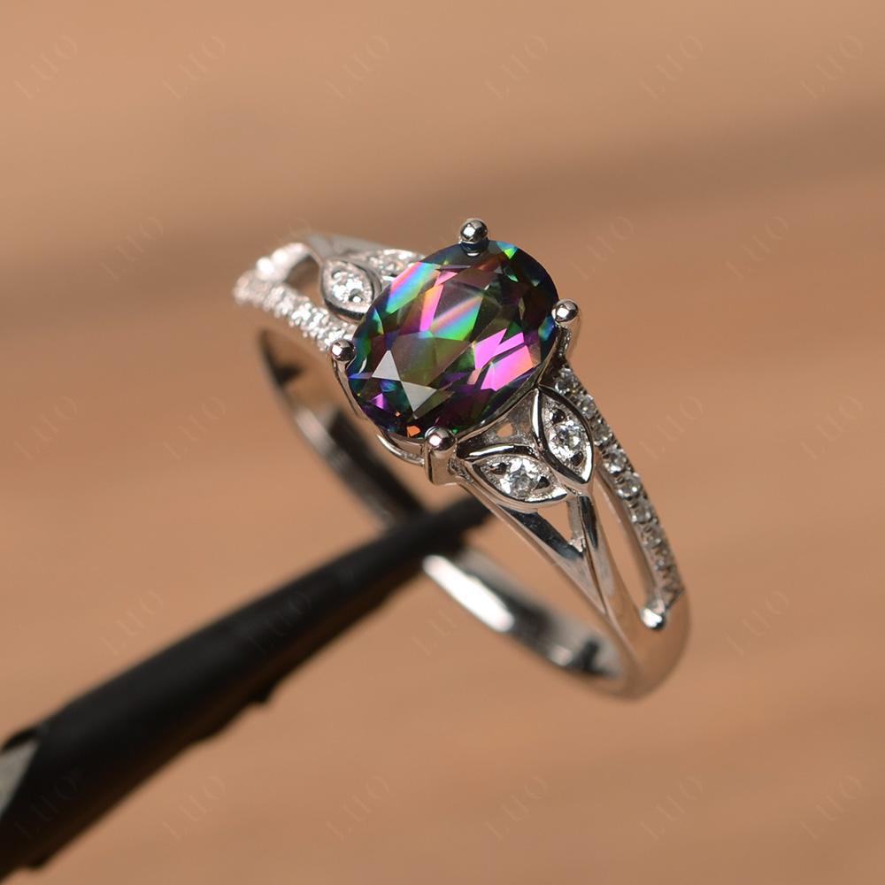 Vintage Oval Cut Mystic Topaz Engagement Ring - LUO Jewelry