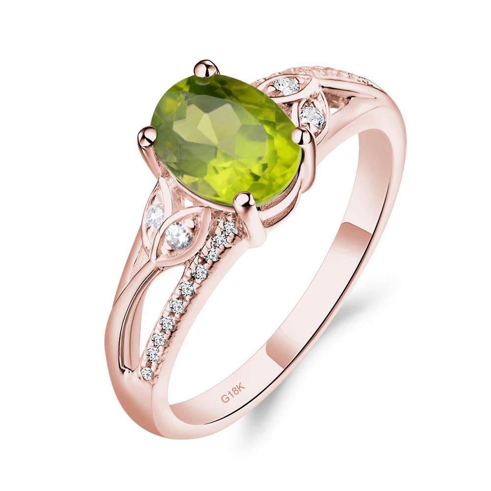 Vintage Oval Cut Peridot Engagement Ring - LUO Jewelry #metal_18k rose gold