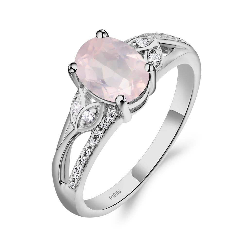 Vintage Oval Cut Rose Quartz Engagement Ring - LUO Jewelry #metal_platinum