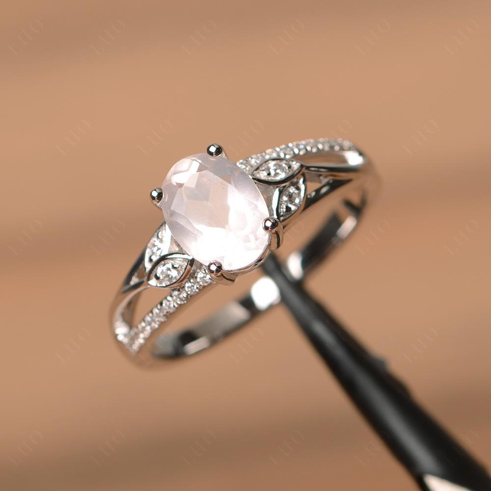 Vintage Oval Cut Rose Quartz Engagement Ring - LUO Jewelry