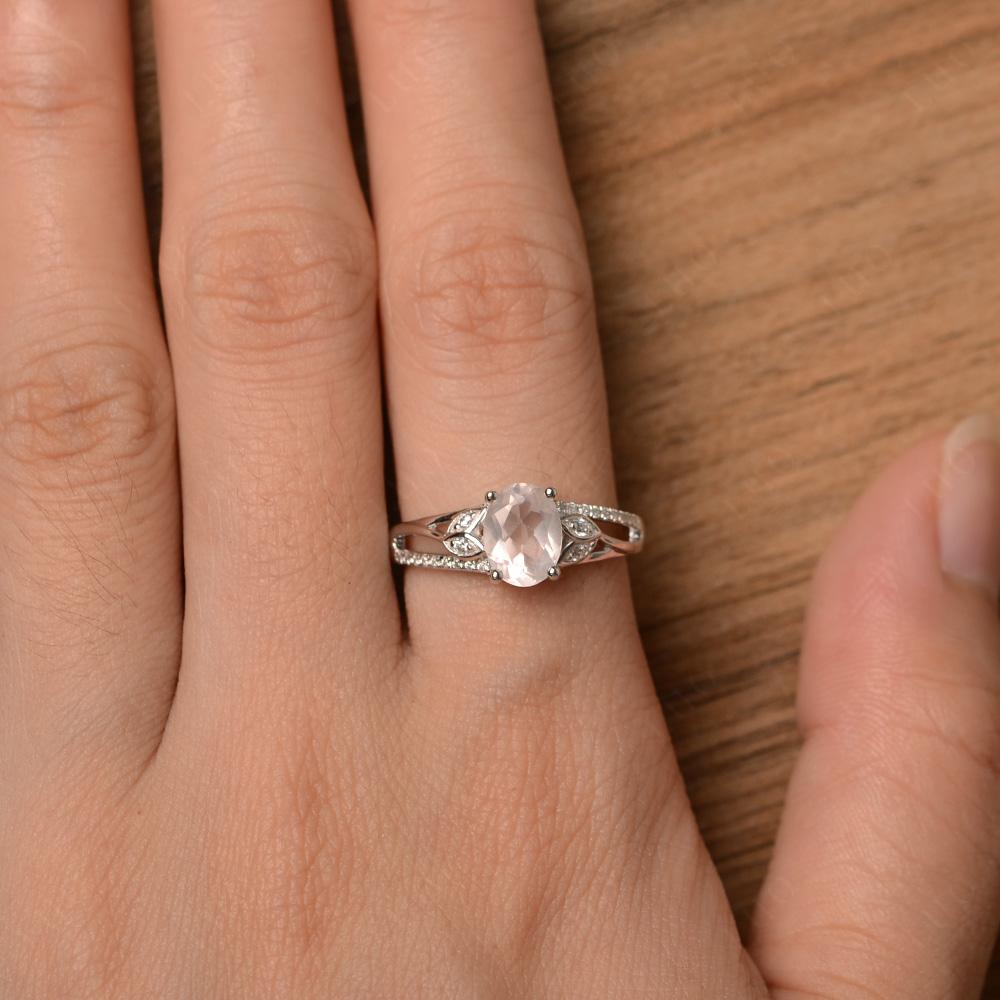 Vintage Oval Cut Rose Quartz Engagement Ring - LUO Jewelry