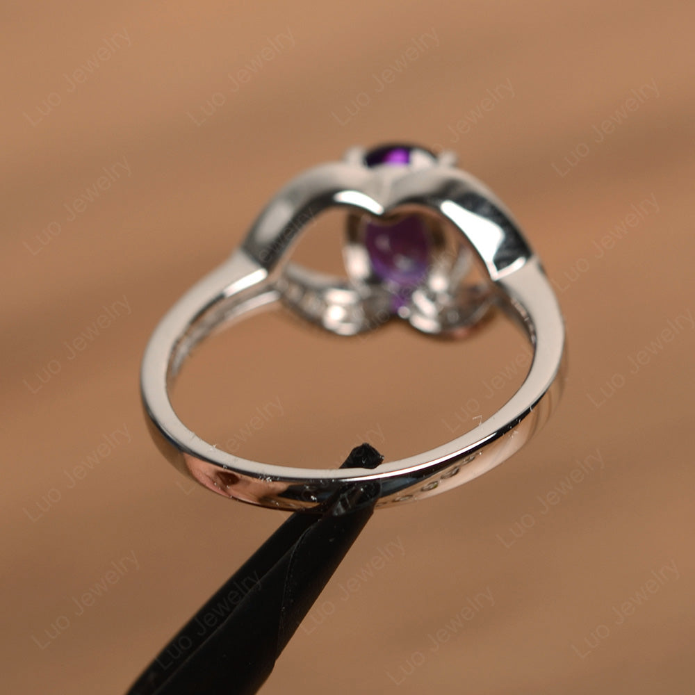 Oval Cut Amethyst Split Shank Ring White Gold - LUO Jewelry