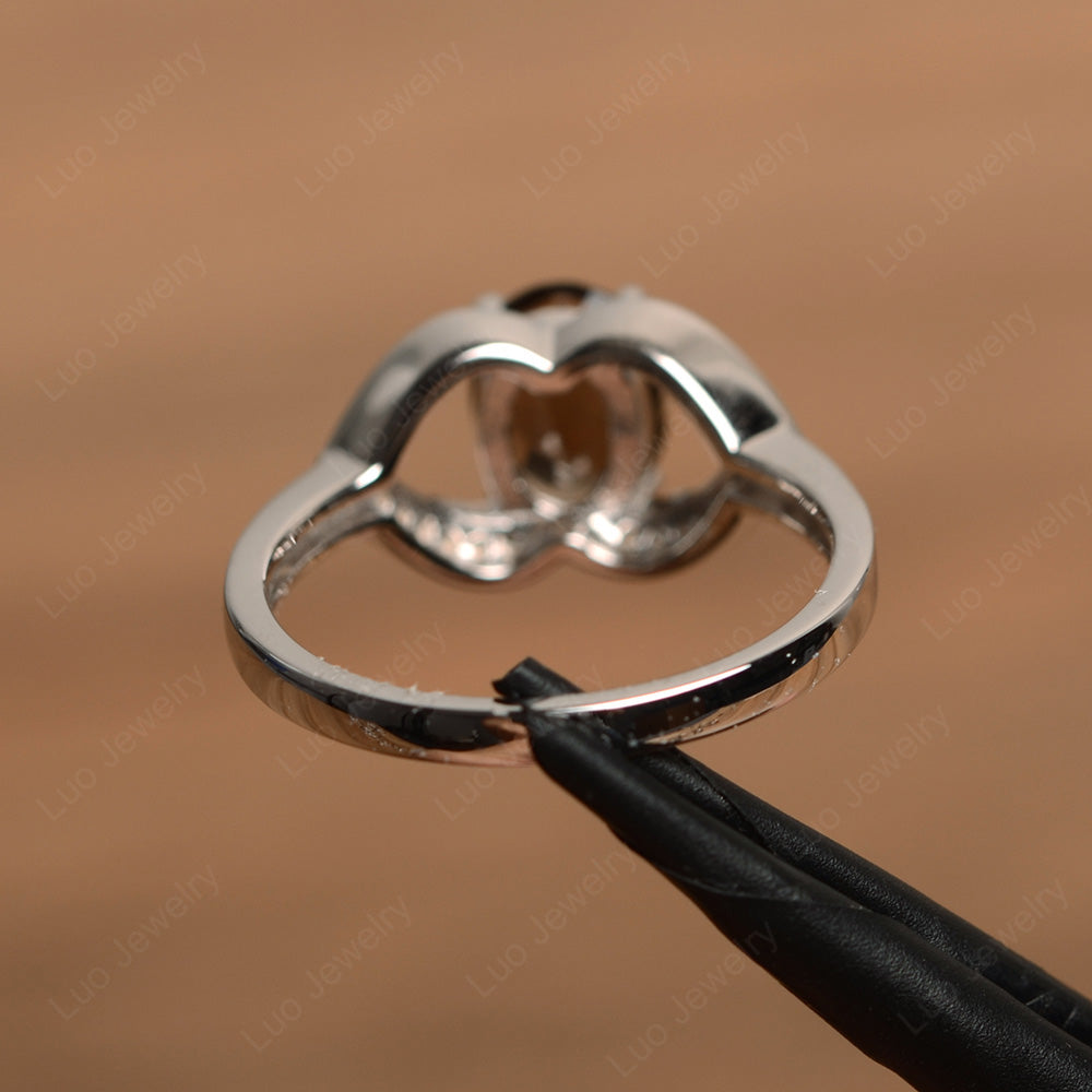 Oval Cut Smoky Quartz  Split Shank Ring White Gold - LUO Jewelry