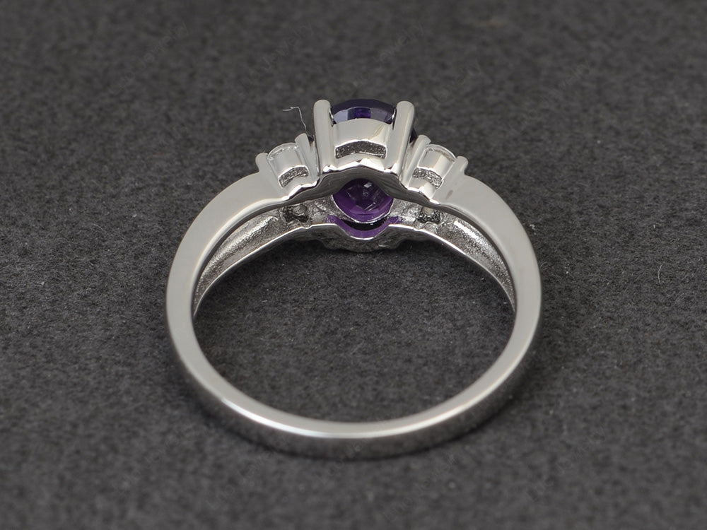 Oval Cut Amethyst Ring With Split Shank Gold - LUO Jewelry