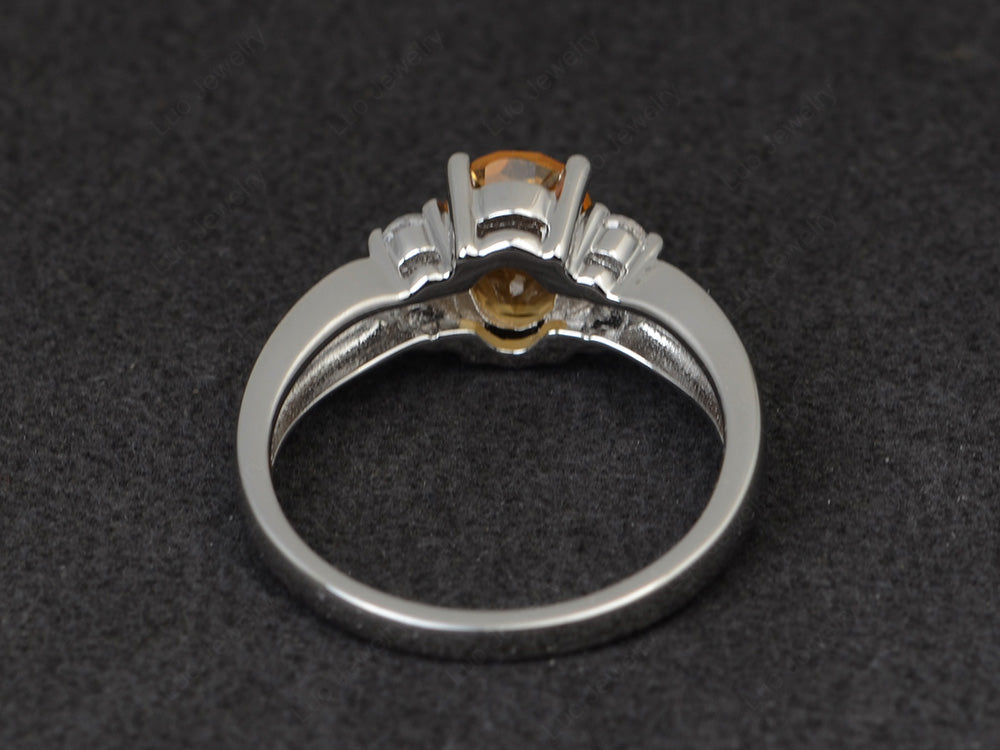 Oval Cut Citrine Ring With Split Shank Gold - LUO Jewelry