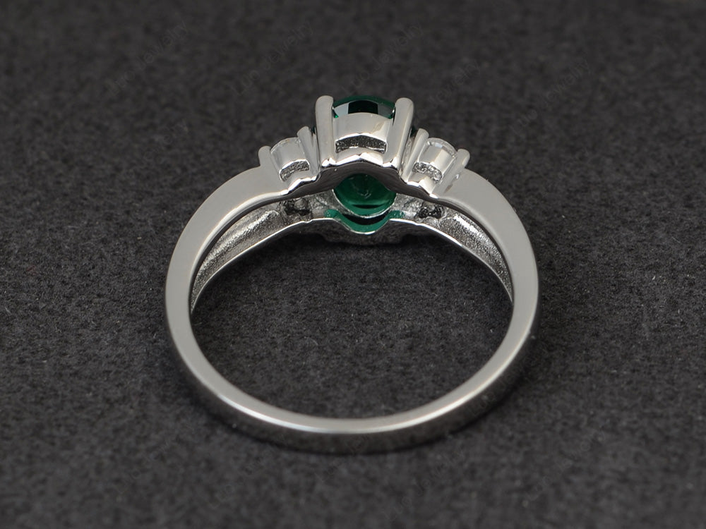 Oval Cut Lab Emerald Ring With Split Shank Gold - LUO Jewelry