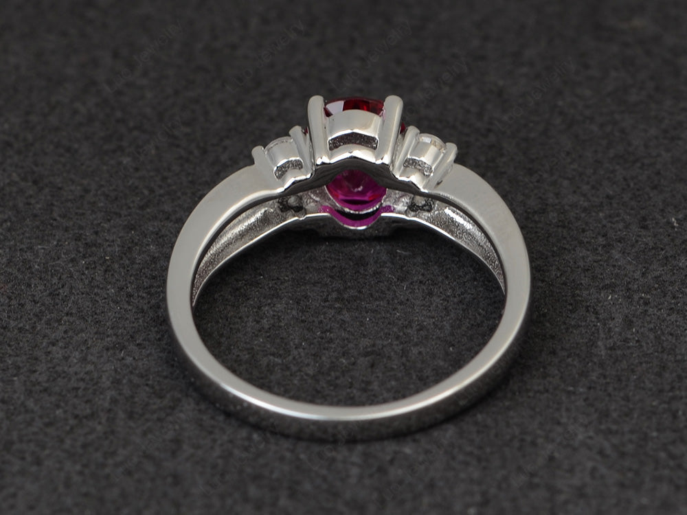 Oval Cut Ruby Ring With Split Shank Gold - LUO Jewelry