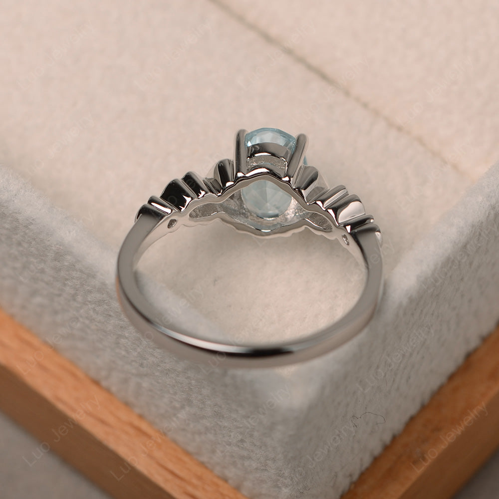 Vintage Aquamarine Solitaire Ring White Gold - LUO Jewelry