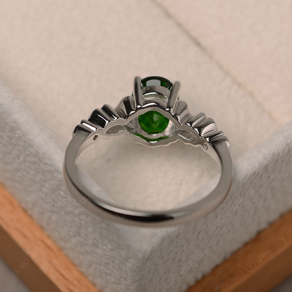 Vintage Diopside Solitaire Ring White Gold - LUO Jewelry