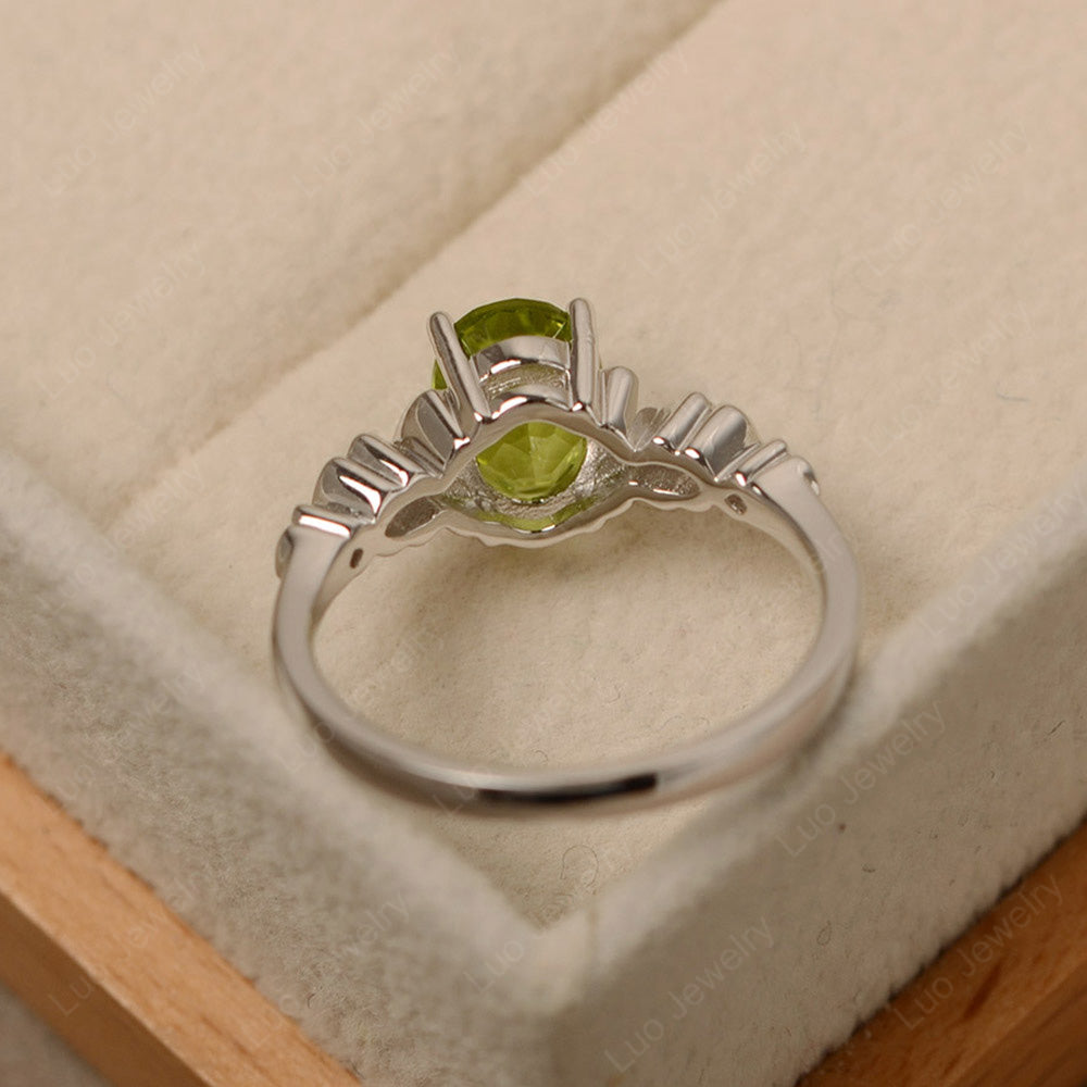 Vintage Peridot Solitaire Ring White Gold - LUO Jewelry