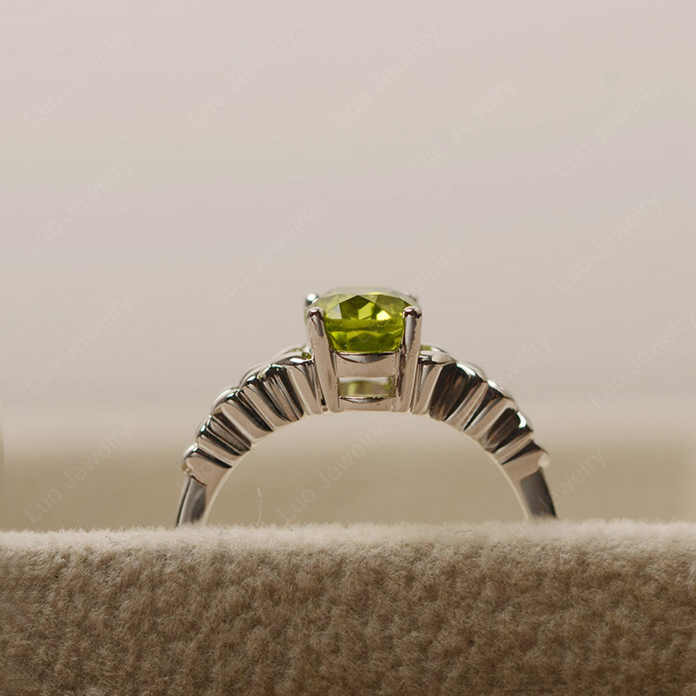 Vintage Peridot Solitaire Ring White Gold - LUO Jewelry