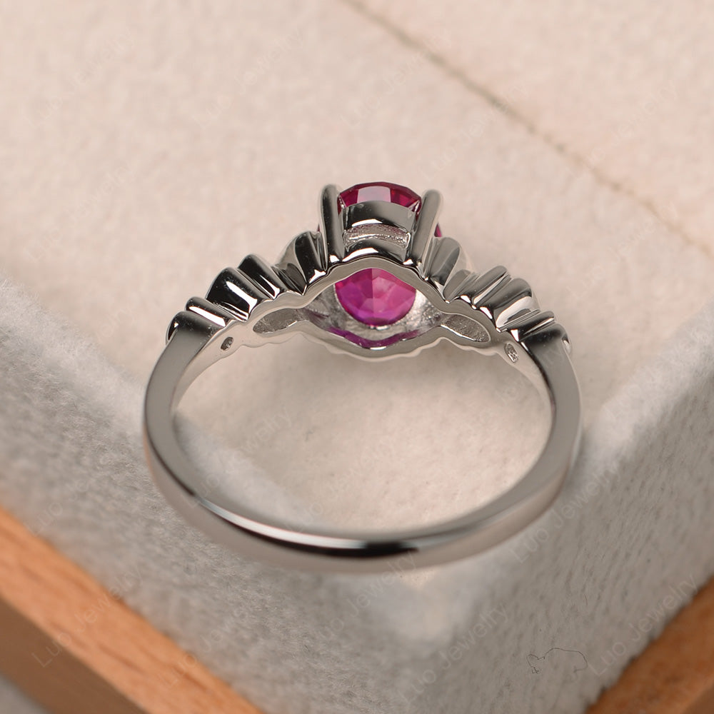 Vintage Ruby Solitaire Ring White Gold - LUO Jewelry
