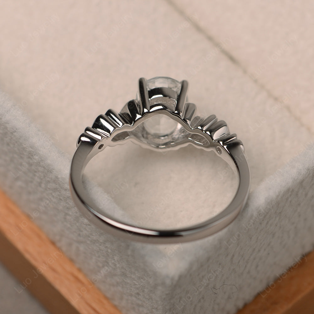 Vintage White Topaz Solitaire Ring White Gold - LUO Jewelry