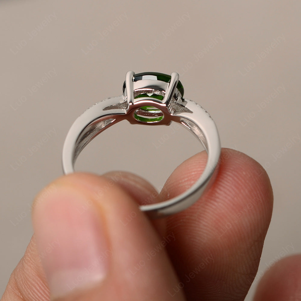 Oval East West Diopside Engagement Ring Gold - LUO Jewelry