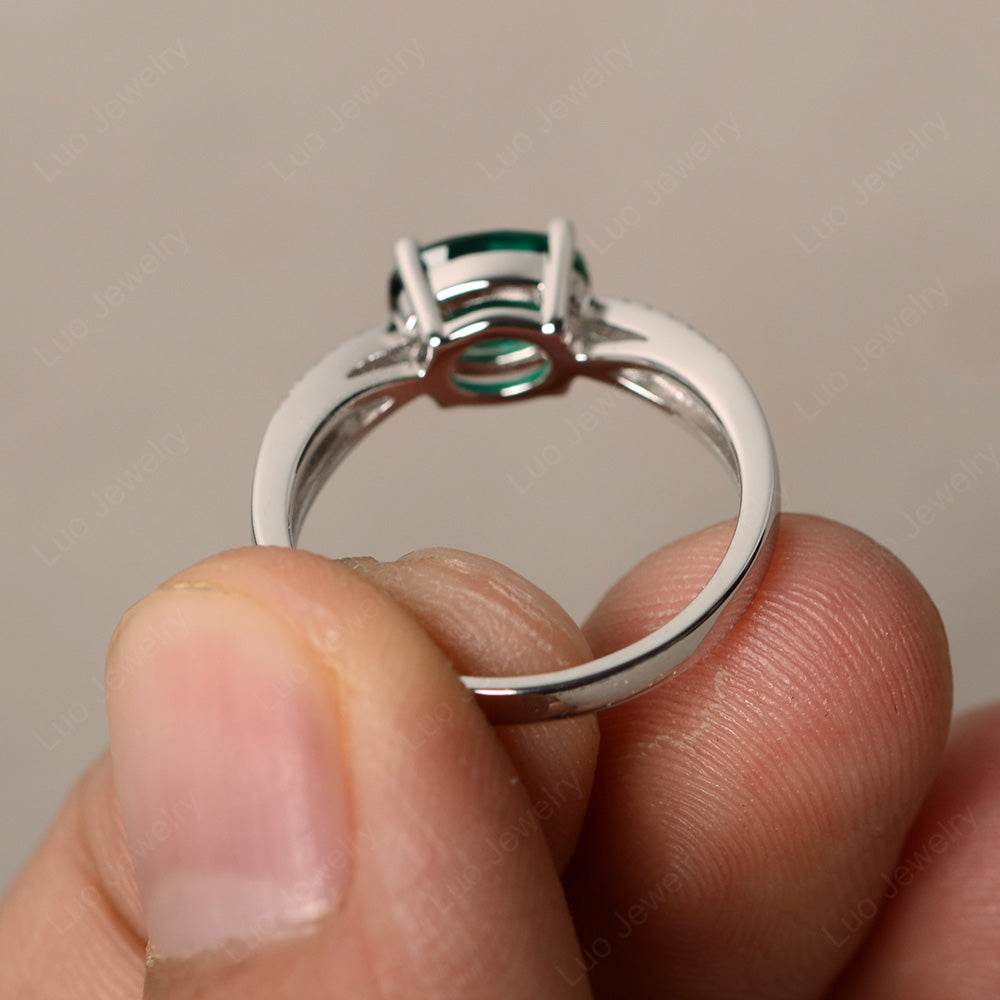 2.2ct Emerald Rings with 0.64tct Diamond set in 14K White Gold ‐ Gem Bleu