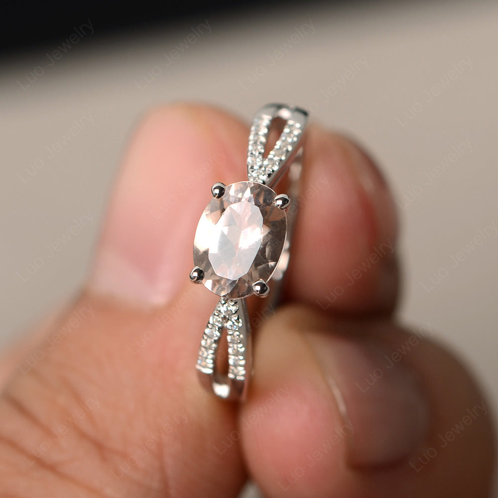 Oval East West Morganite Engagement Ring Gold - LUO Jewelry