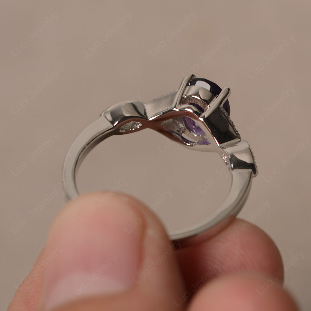 Oval Amethyst Engagement Ring White Gold - LUO Jewelry