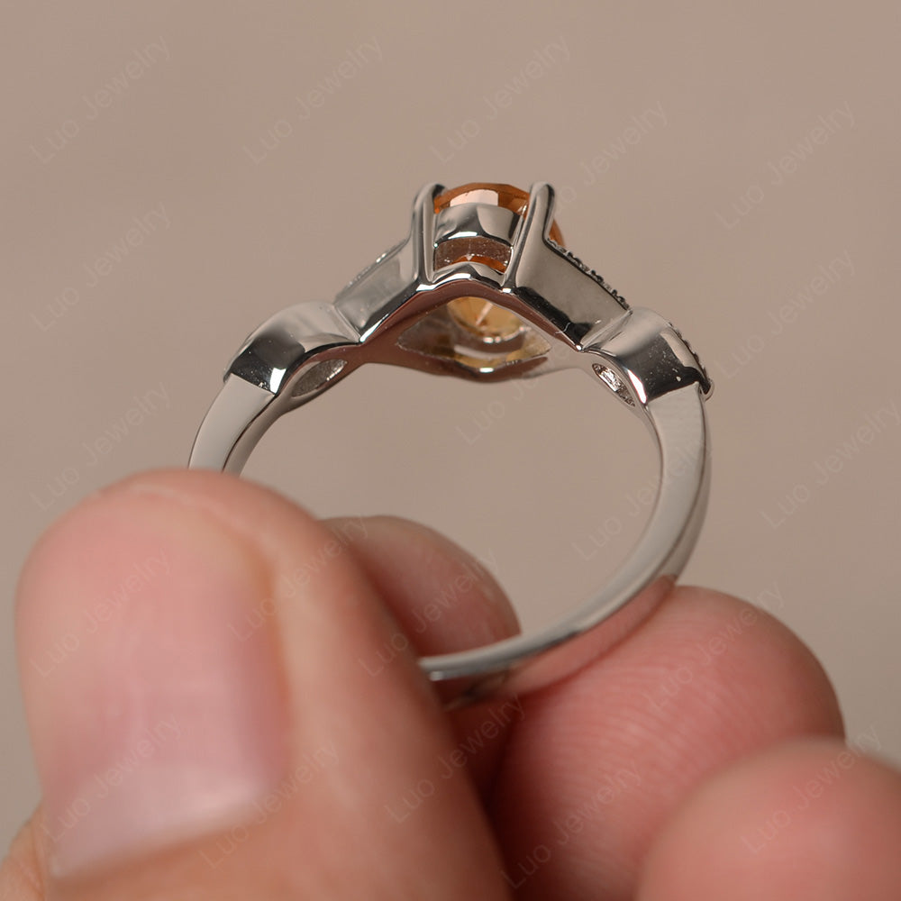 Oval Citrine Engagement Ring White Gold - LUO Jewelry