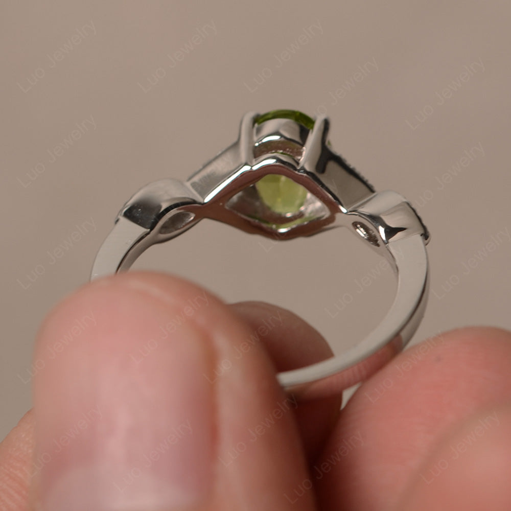 Oval Peridot Engagement Ring White Gold - LUO Jewelry