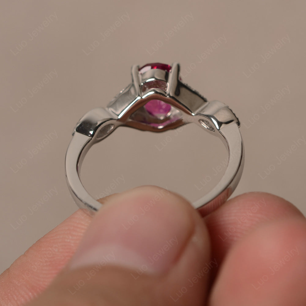 Oval Ruby Engagement Ring White Gold - LUO Jewelry