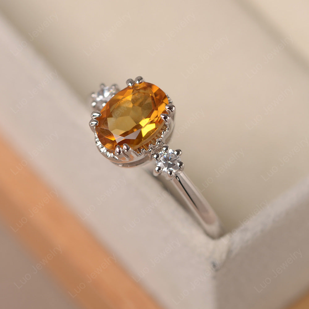 Vintage Oval Citrine Engagement Ring - LUO Jewelry