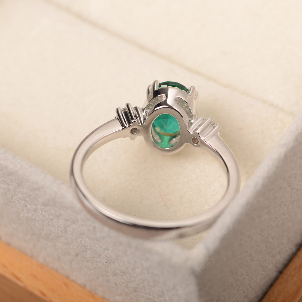 Vintage Oval Lab Emerald Engagement Ring - LUO Jewelry